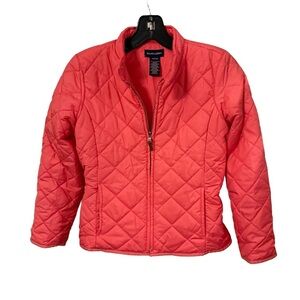 Ralph Lauren Black Label Girls Quilted Jacket Pink Sz M 8-10 Full Zip EUC